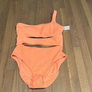 Aerie One-Shoulder Swimsuit in Coral